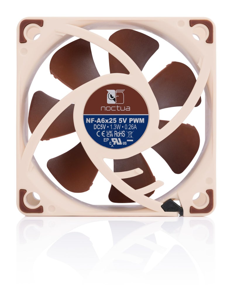 Noctua NF-A6x25 5V PWM, Premium Quiet Fan, 4-Pin, 5V Version (60mm, Brown) - Image 4